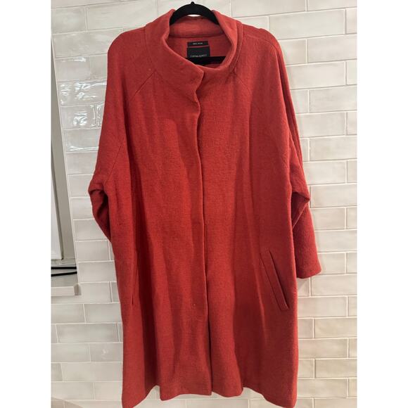 Cynthia Rowley 2X Red Wool Cape Coat Pockets 100% Wool Pockets - Picture 2 of 6